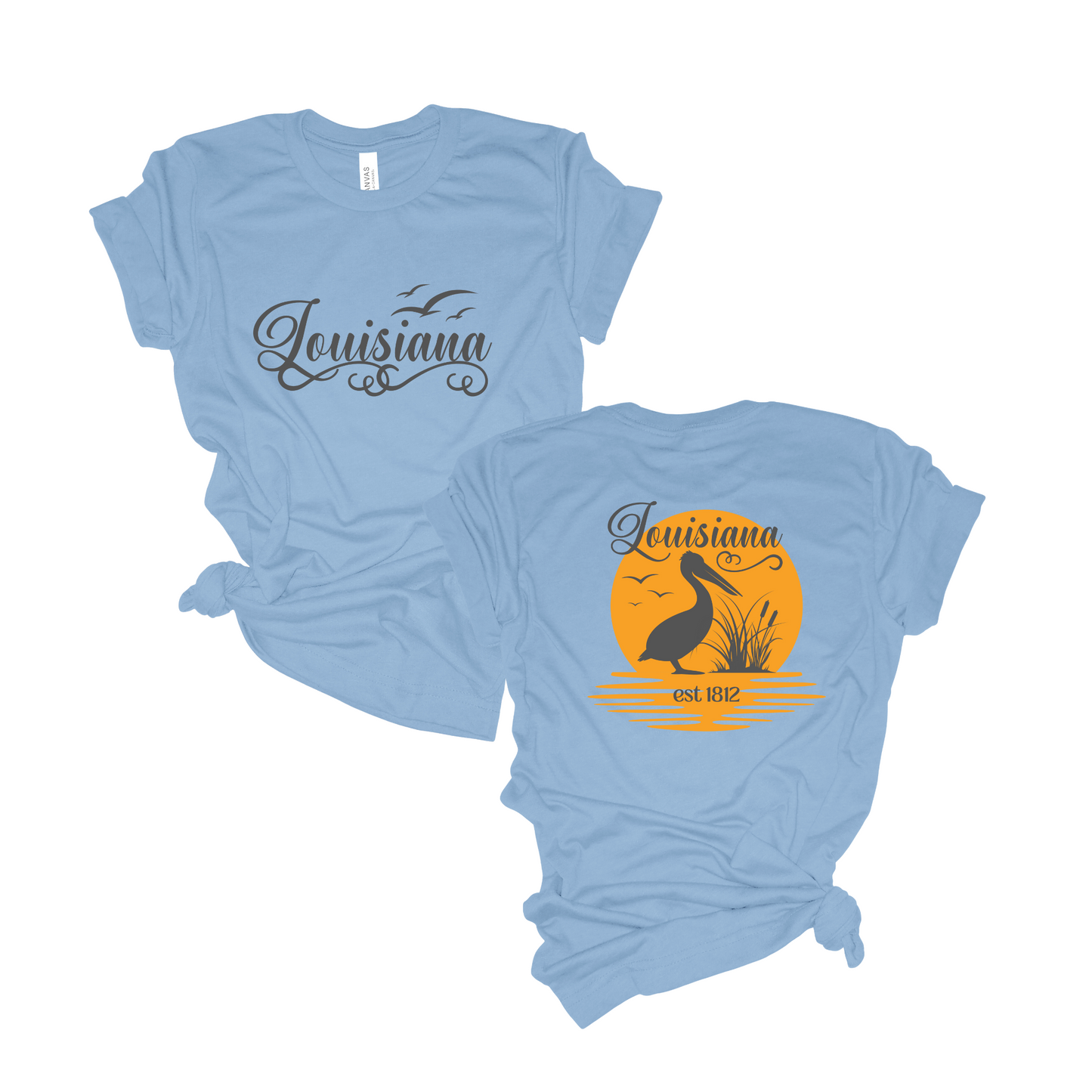 Louisiana Pelican T-shirt- Louisiana State Shirt- Pelican Shirt- Sunset Sunrise Tshirt- Bella Canvas 3001- Soft Tee- Louisiana Coast