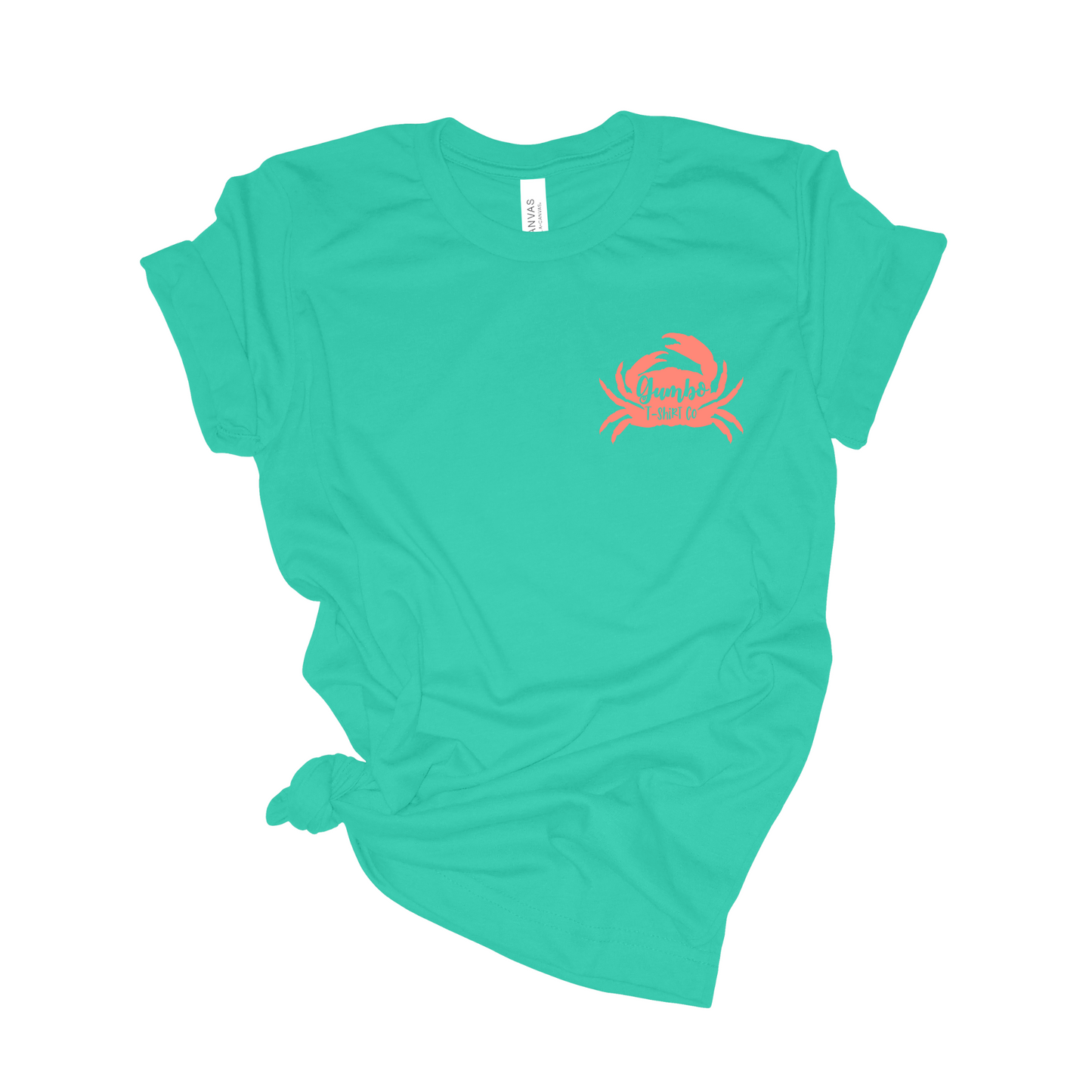 Teal Bella Canvas Tshirt- Gumbo T-shirt Co Crab Logo Shirt- Summer Shirt- Bella Canvas 3001- Louisiana Tourist T-shirt