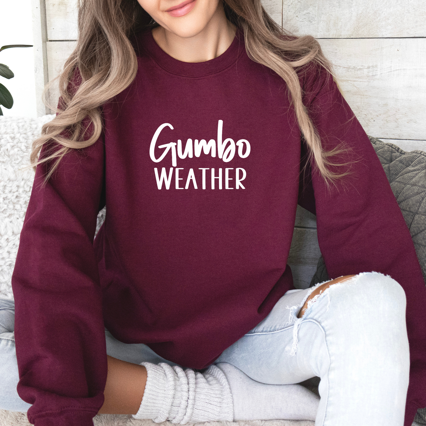 Gumbo Weather Sweatshirt- Bella Canvas 3901- Louisiana Sweatshirt- Cold Weather Shirt- Thanksgiving Shirt- Gift for Her- Sweater Weather