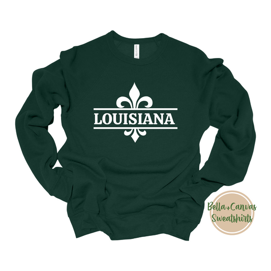 Louisiana Fleur De Lis Sweatshirt- Crew Neck Sweatshirt- Bella Canvas- Louisiana Gift- College Shirt- New Orleans Gift- Louisiana Shirt